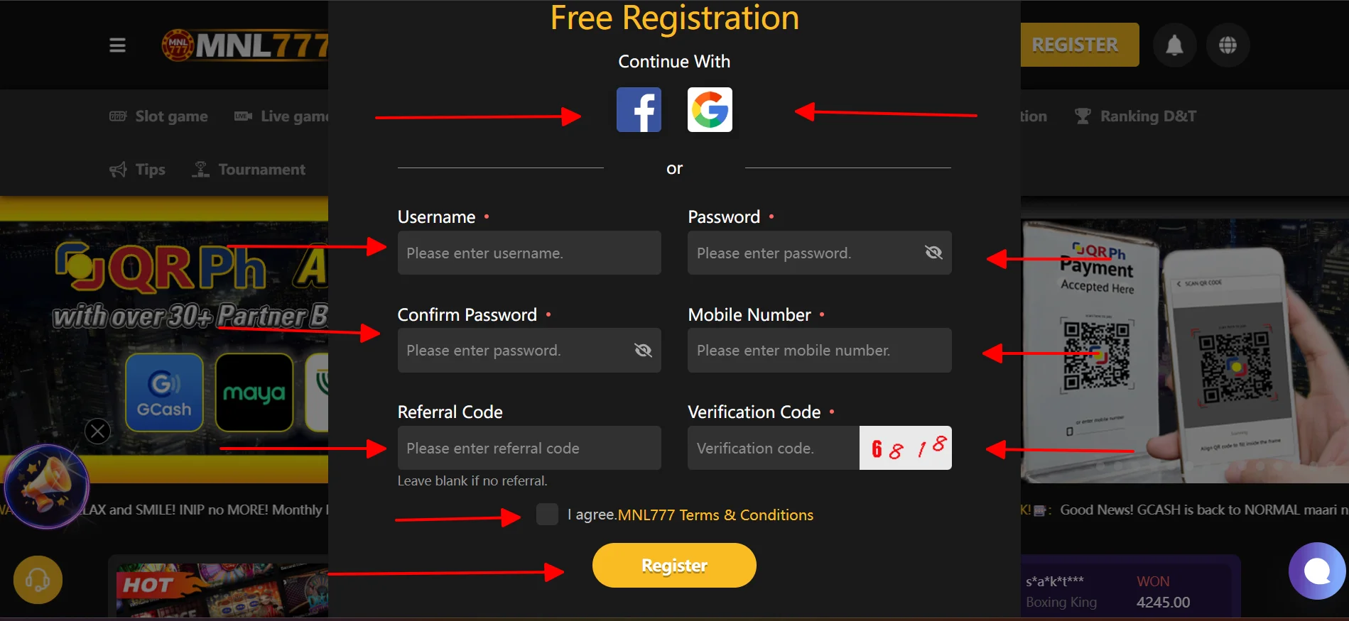 Fill information and click register